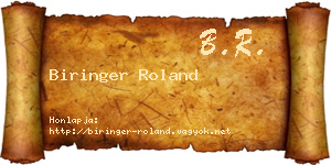 Biringer Roland névjegykártya